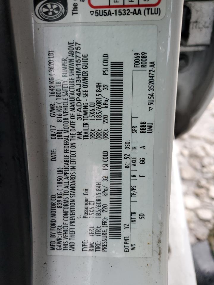 2017 Ford Fiesta S VIN: 3FADP4AJ3HM157757 Lot: 62756724