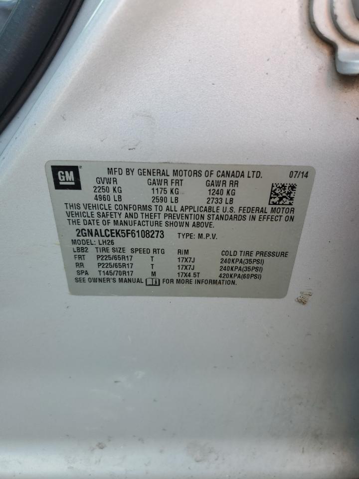 2015 Chevrolet Equinox Lt VIN: 2GNALCEK5F6108273 Lot: 64791154