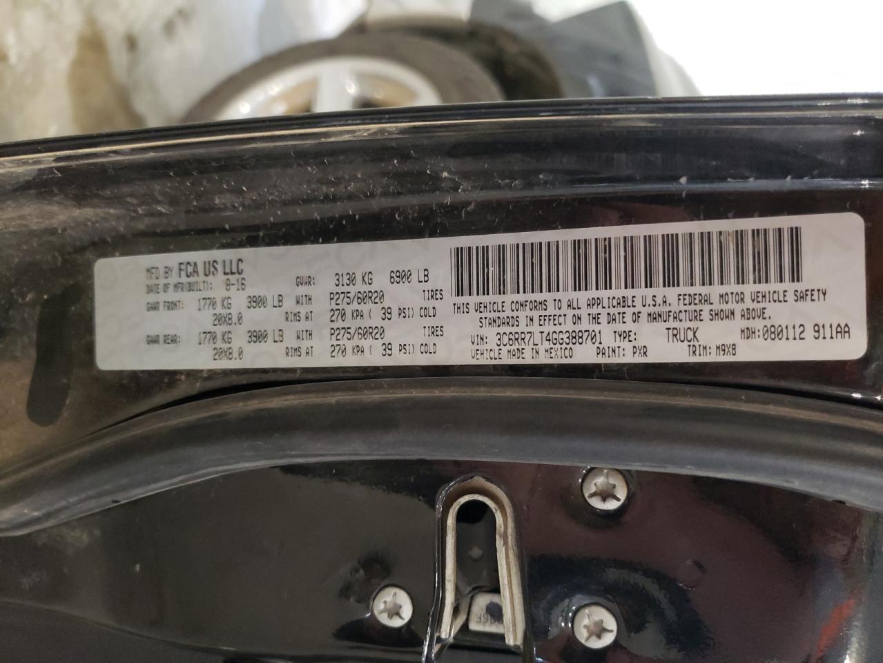 2016 Ram 1500 Slt VIN: 3C6RR7LT4GG388701 Lot: 65384034