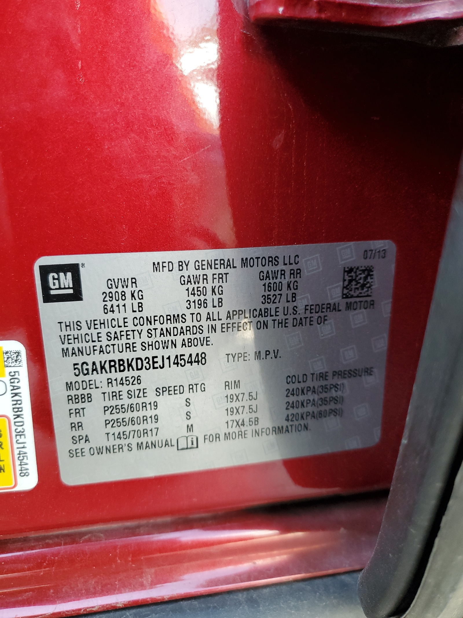 5GAKRBKD3EJ145448 2014 Buick Enclave