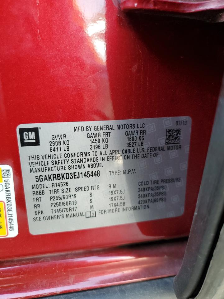 2014 Buick Enclave VIN: 5GAKRBKD3EJ145448 Lot: 60652084