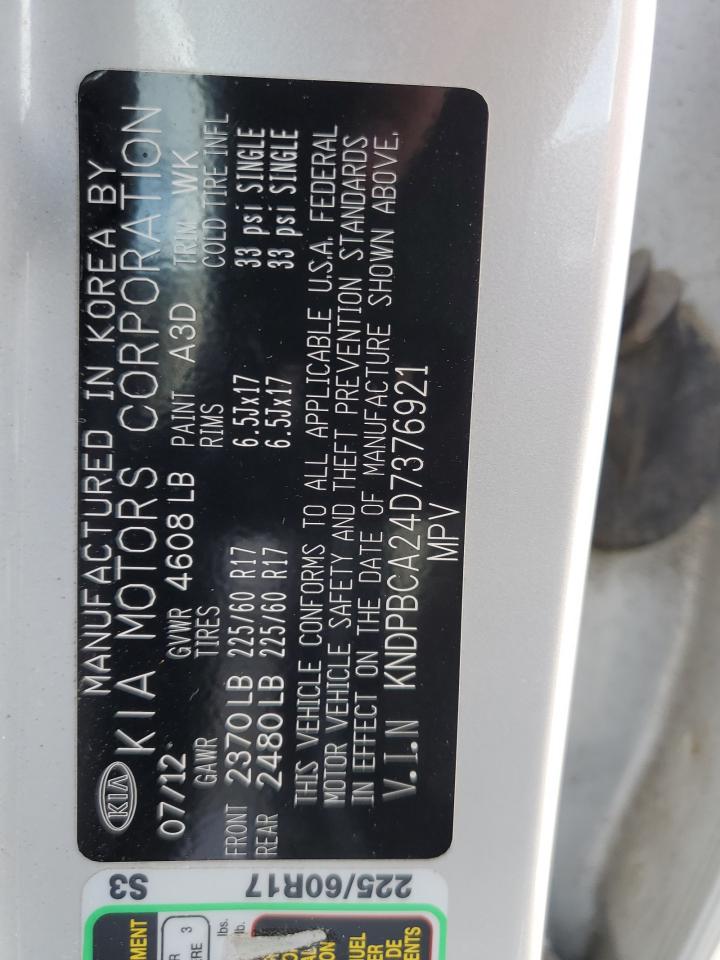 2013 Kia Sportage Lx VIN: KNDPBCA24D7376921 Lot: 64933344