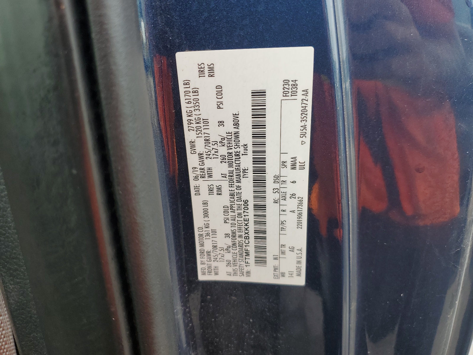 1FTMF1CBXKKE17006 2019 Ford F150