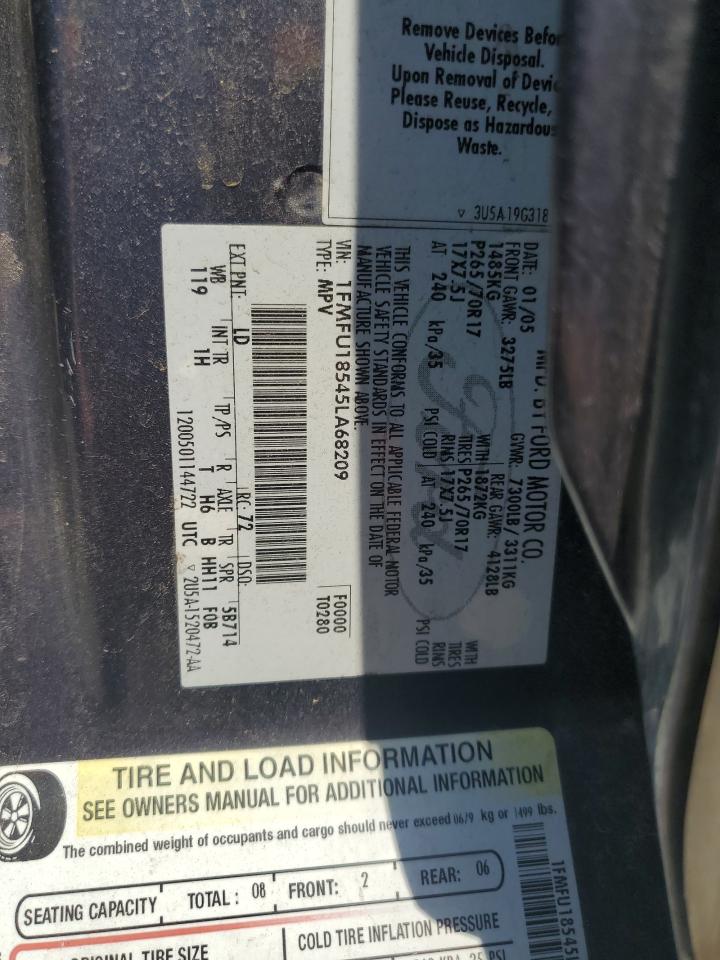 2005 Ford Expedition Eddie Bauer VIN: 1FMFU18545LA68209 Lot: 62383914