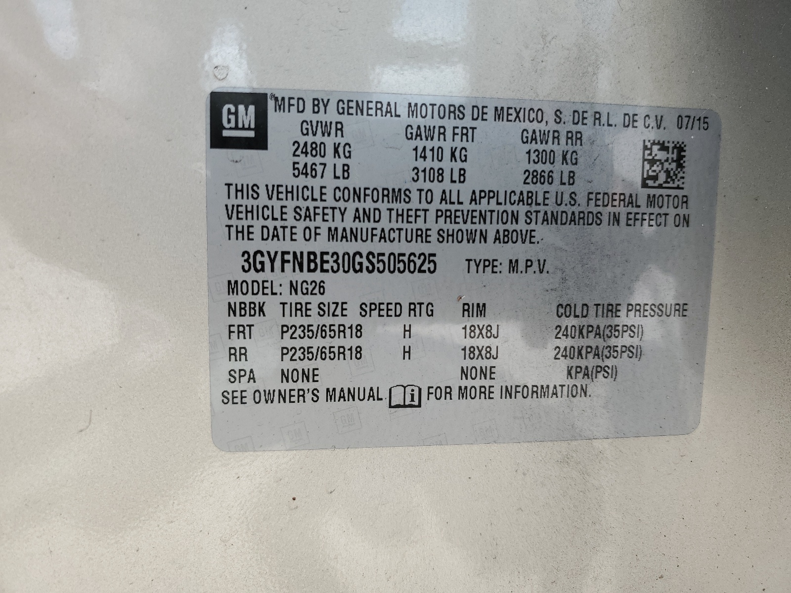 3GYFNBE30GS505625 2016 Cadillac Srx Luxury Collection