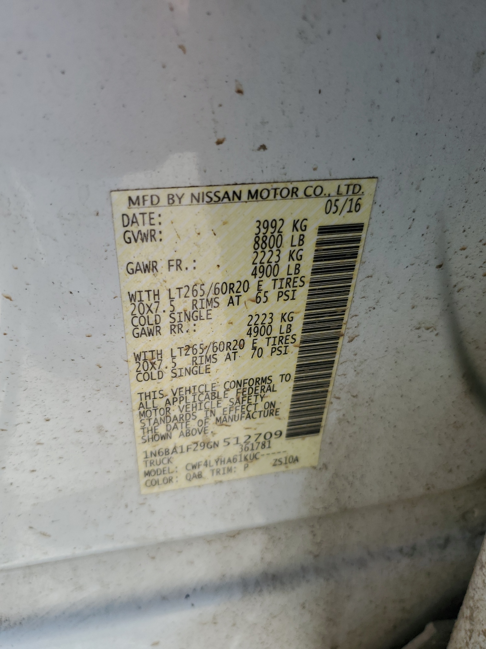 1N6BA1F29GN512709 2016 Nissan Titan Xd Sl