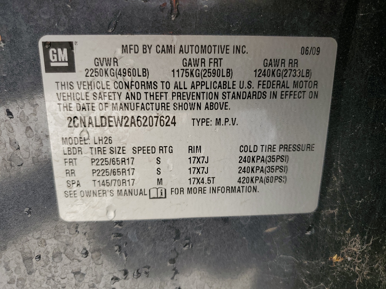 2CNALDEW2A6207624 2010 Chevrolet Equinox Lt