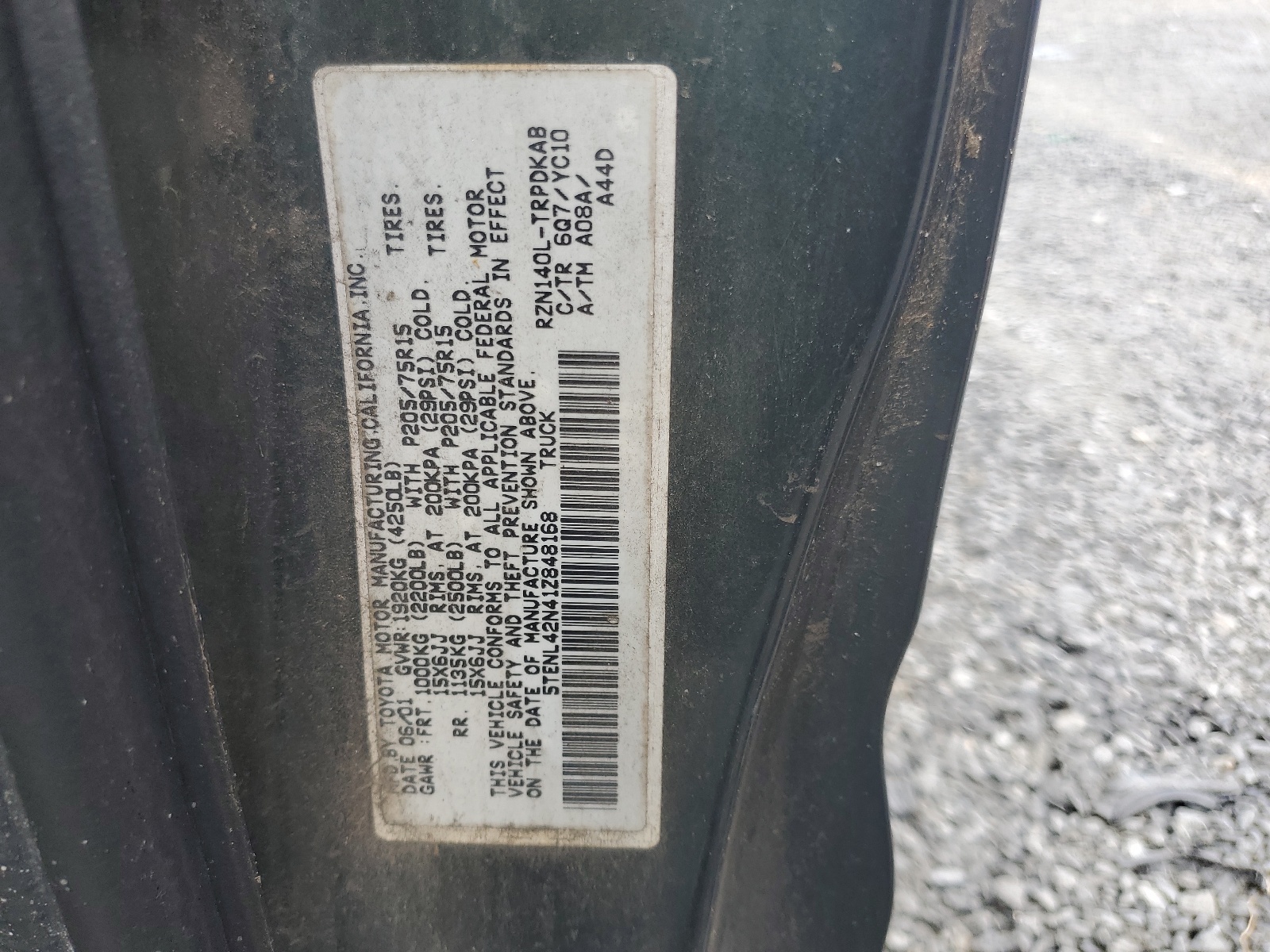 5TENL42N41Z848168 2001 Toyota Tacoma