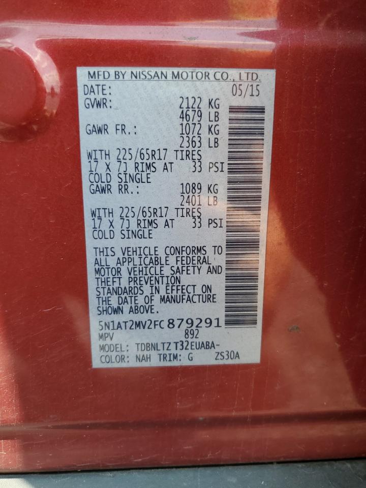 2015 Nissan Rogue S VIN: 5N1AT2MV2FC879291 Lot: 65188874