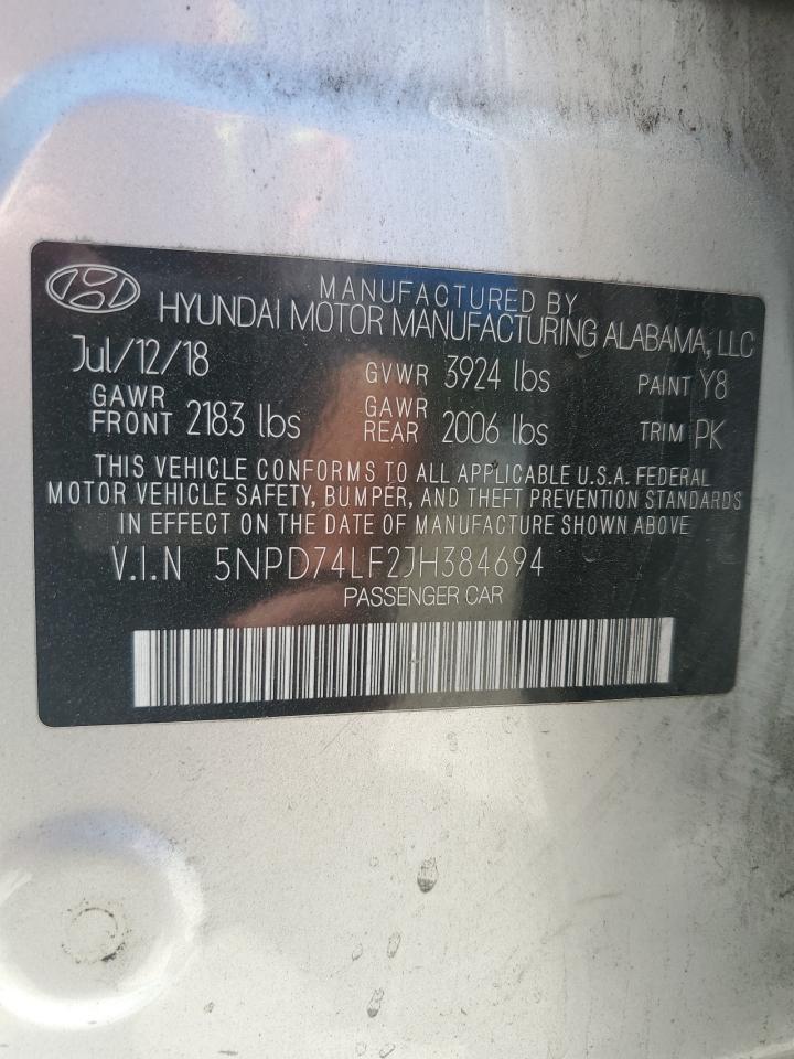 2018 Hyundai Elantra Se VIN: 5NPD74LF2JH384694 Lot: 61254504