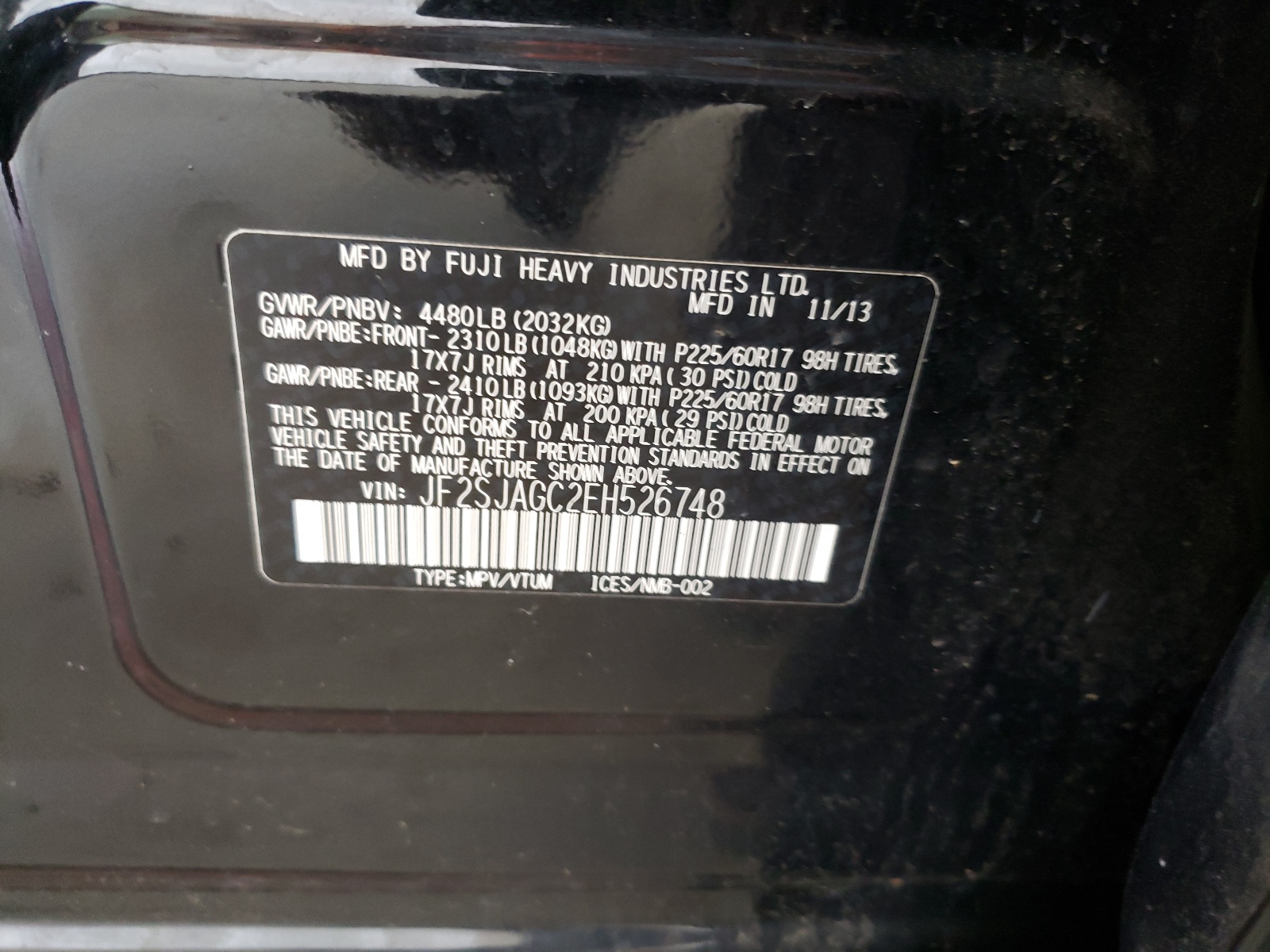 JF2SJAGC2EH526748 2014 Subaru Forester 2.5I Premium