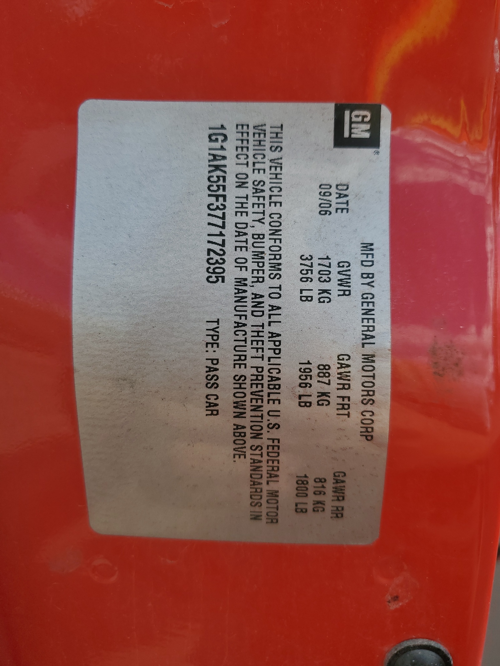 1G1AK55F377172395 2007 Chevrolet Cobalt Ls