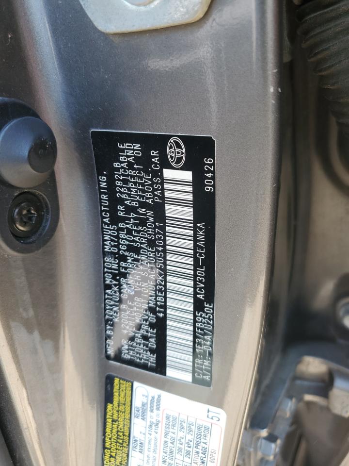 2005 Toyota Camry Le VIN: 4T1BE32K75U540371 Lot: 62289624