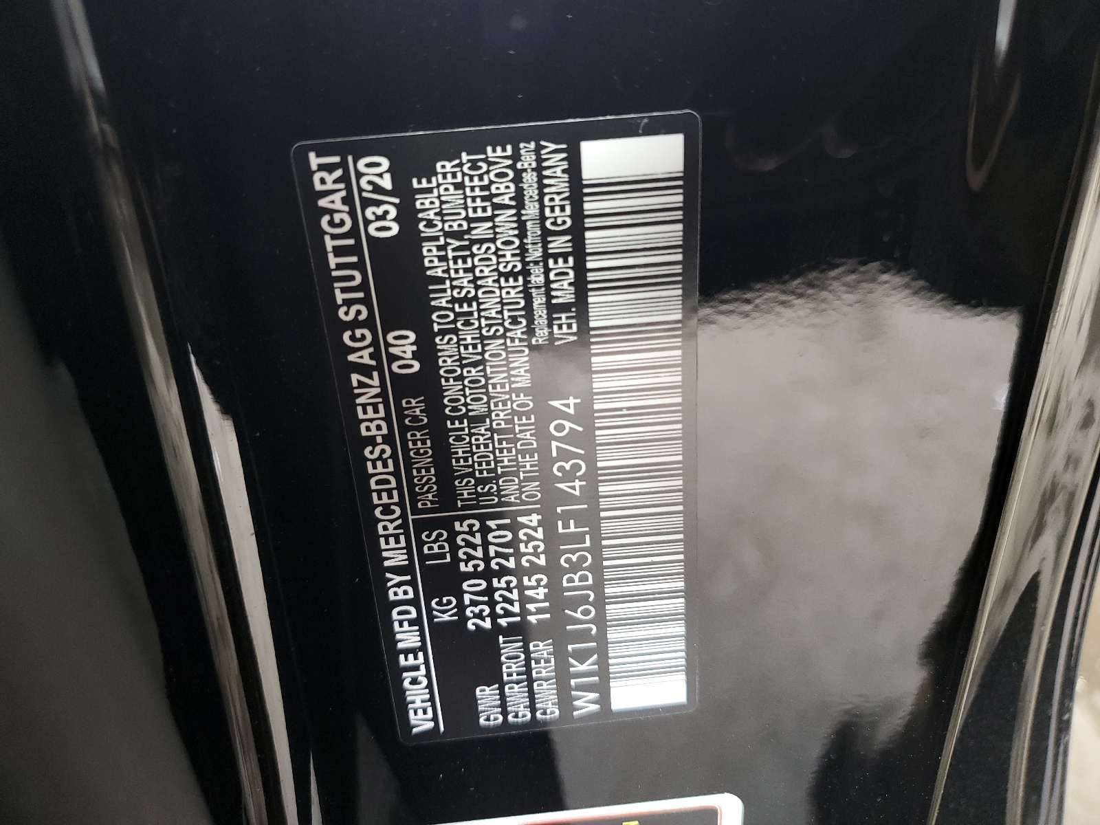 W1K1J6JB3LF143794 2020 Mercedes-Benz E 450 4Matic