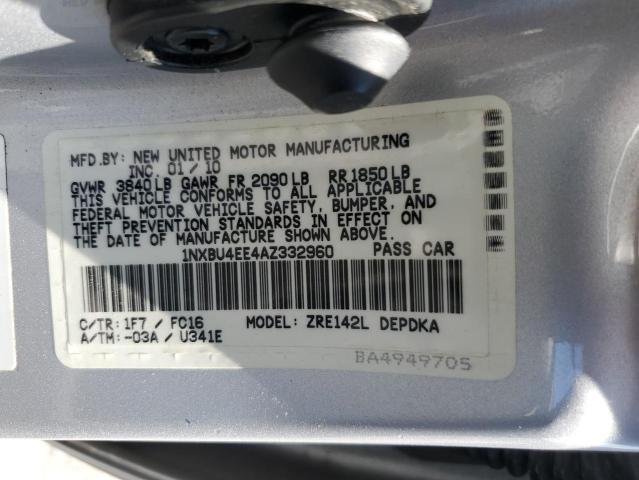 1NXBU4EE4AZ332960 | 2010 Toyota corolla base