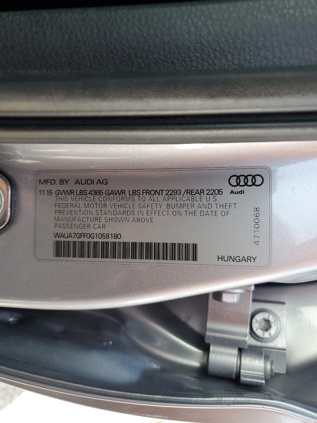 WAUA7GFF0G1058180 2016 Audi A3 Premium