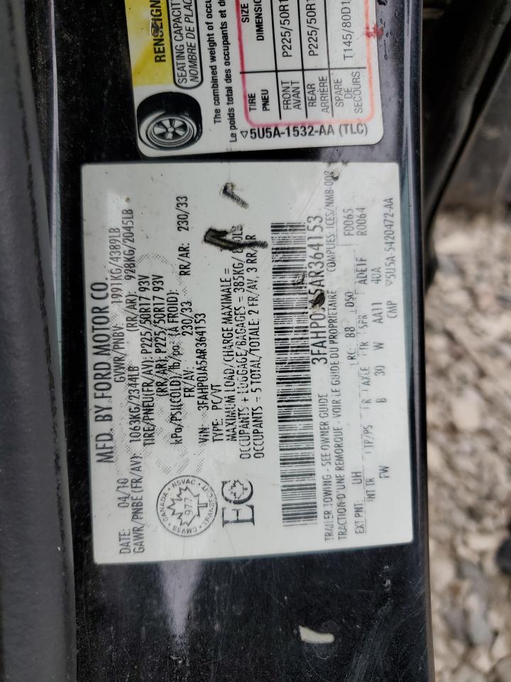 2010 Ford Fusion Sel VIN: 3FAHP0JA5AR364153 Lot: 61646644