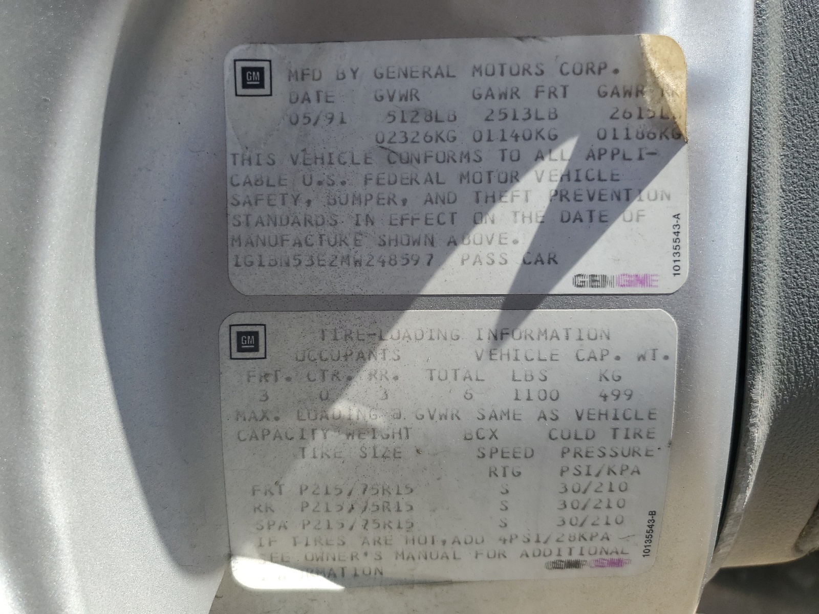 1G1BN53E2MW248597 1991 Chevrolet Caprice Classic Ltz