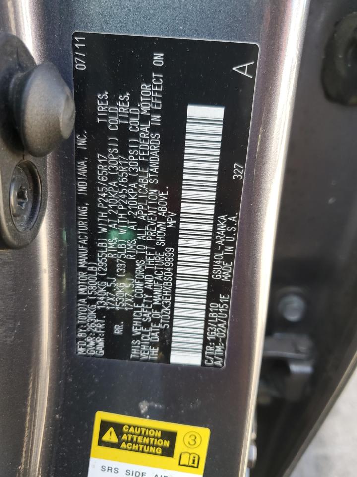 2011 Toyota Highlander Base VIN: 5TDZK3EHXBS049899 Lot: 66849474