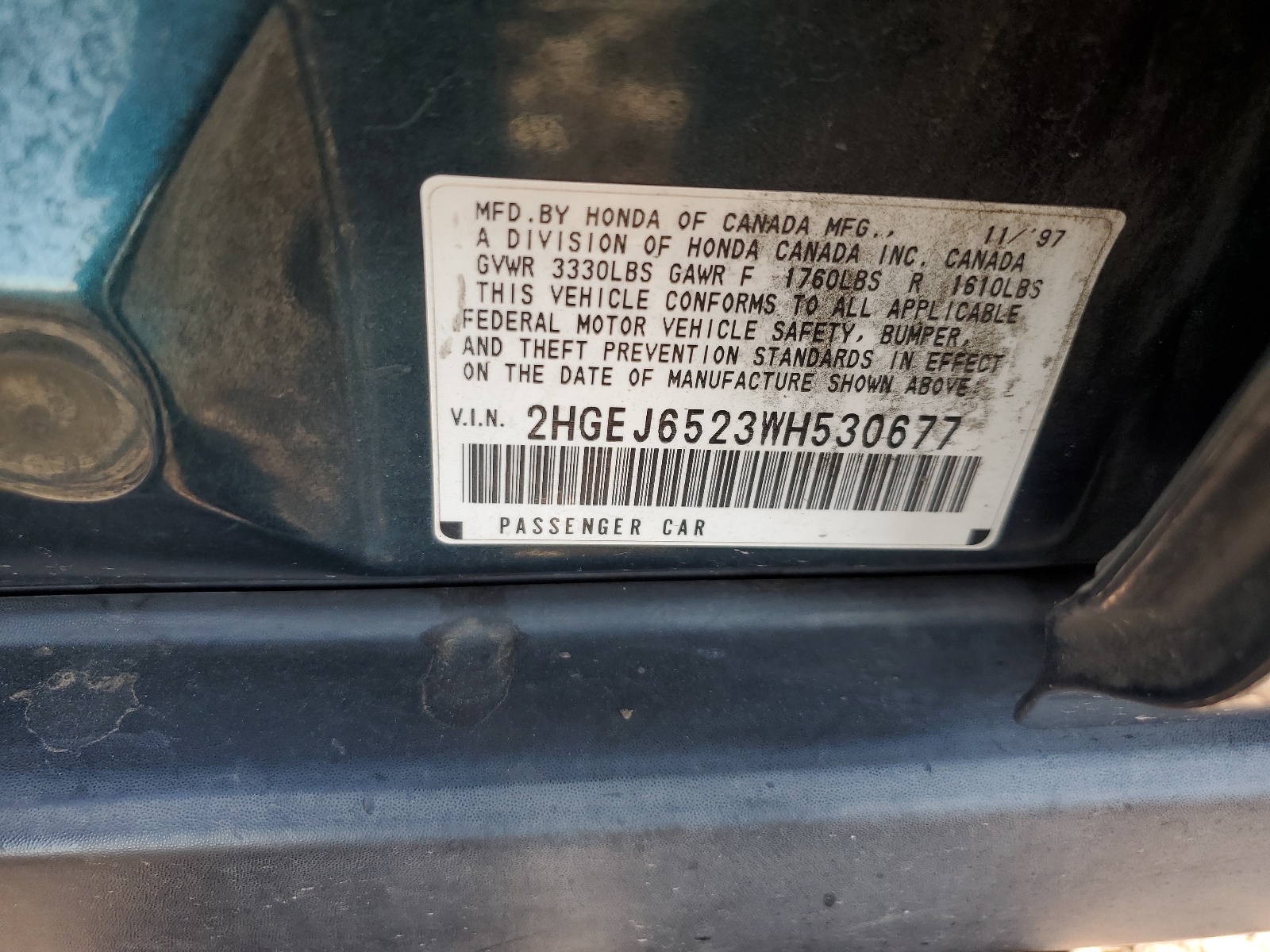 2HGEJ6523WH530677 1998 Honda Civic Dx