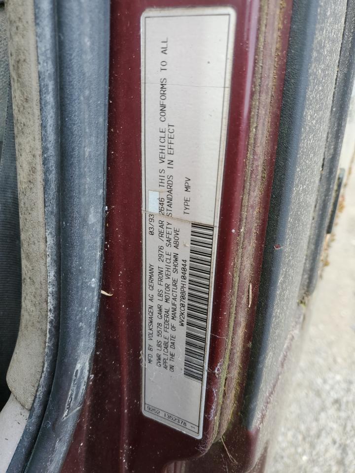 1993 Volkswagen Eurovan Gl VIN: WV2KC0708PH104044 Lot: 64973614