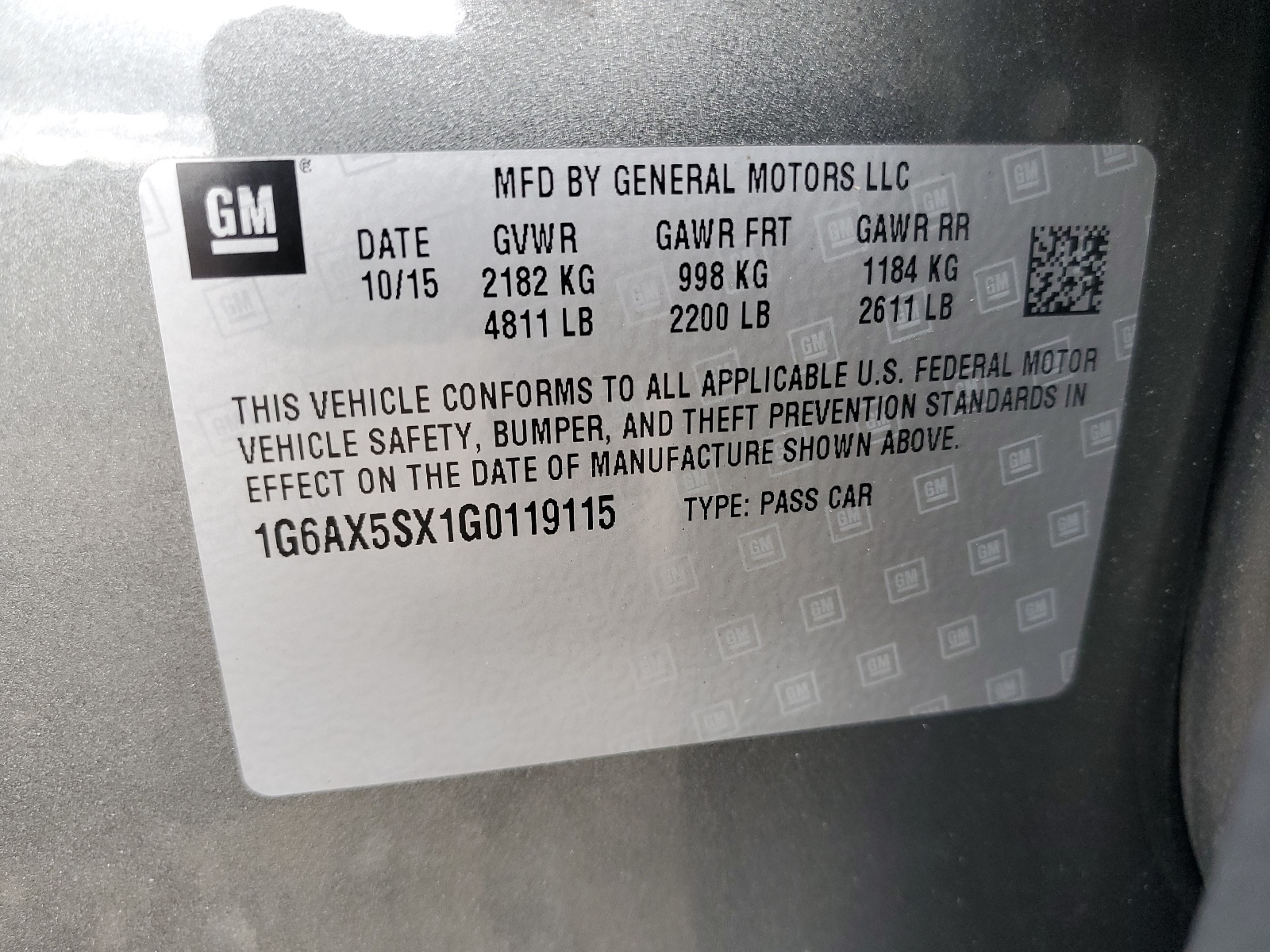 1G6AX5SX1G0119115 2016 Cadillac Cts Luxury Collection