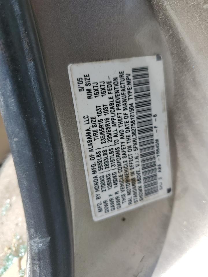 2005 Honda Odyssey Lx VIN: 5FNRL38275B101504 Lot: 62253564