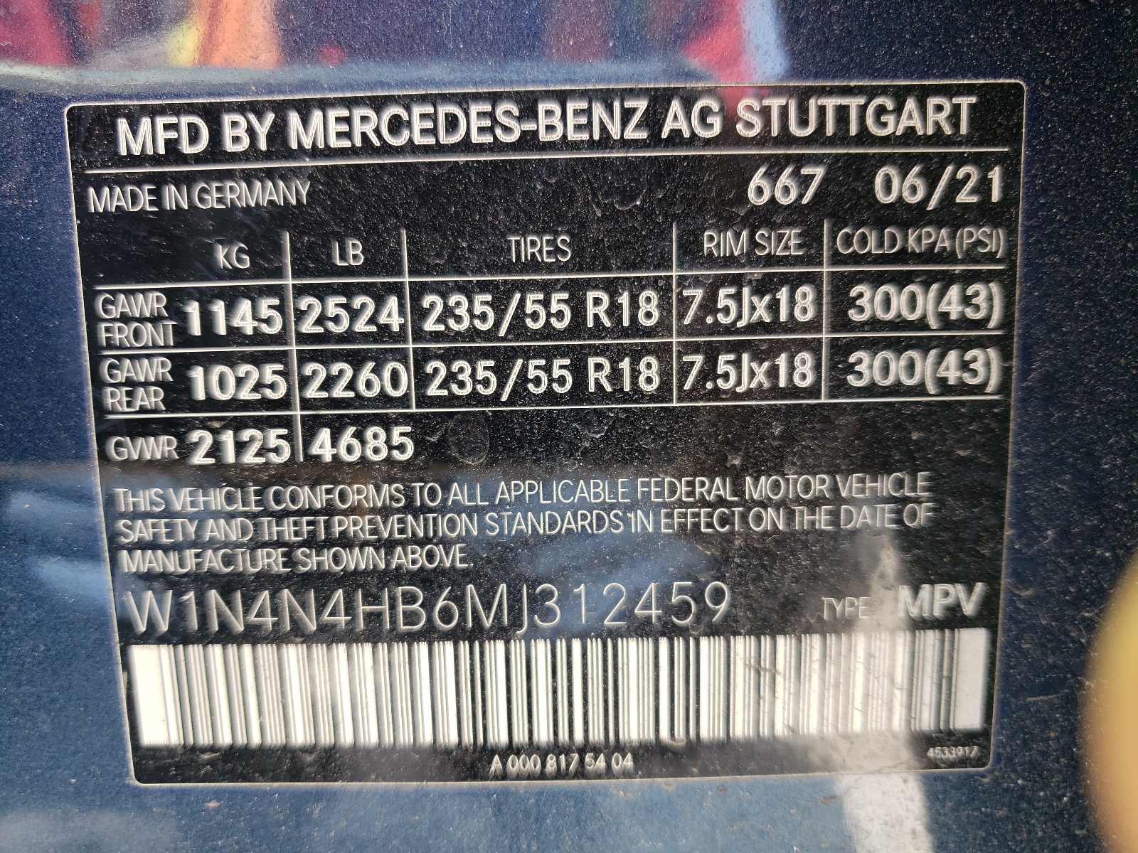 W1N4N4HB6MJ312459 2021 Mercedes-Benz Gla 250 4Matic
