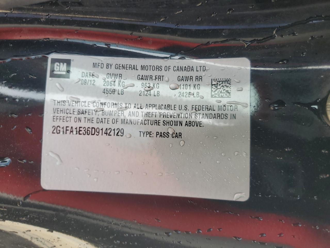 2013 Chevrolet Camaro Ls VIN: 2G1FA1E36D9142129 Lot: 62445314