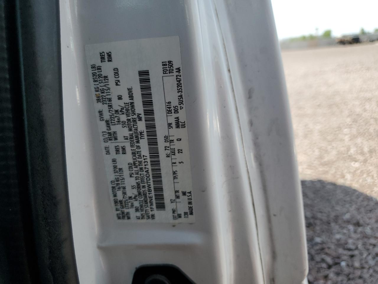 2013 Ford Econoline E150 Wagon VIN: 1FMNE1BW7DDA71317 Lot: 64466674