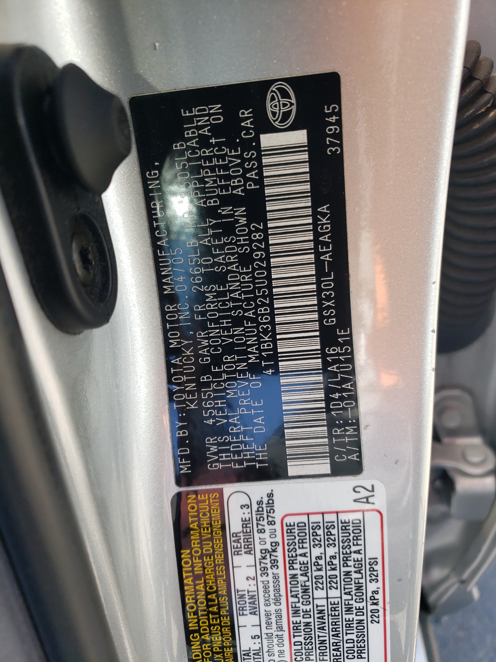 4T1BK36B25U029282 2005 Toyota Avalon Xl