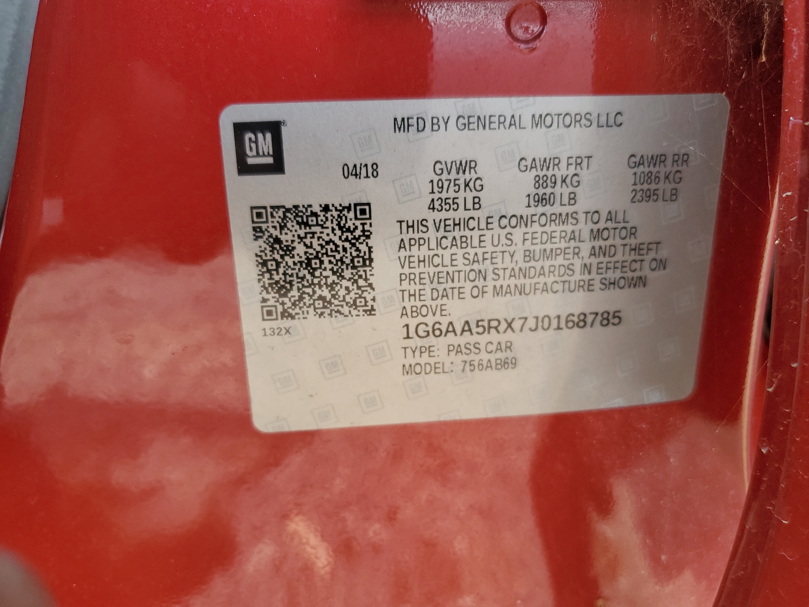 1G6AA5RX7J0168785 2018 Cadillac Ats