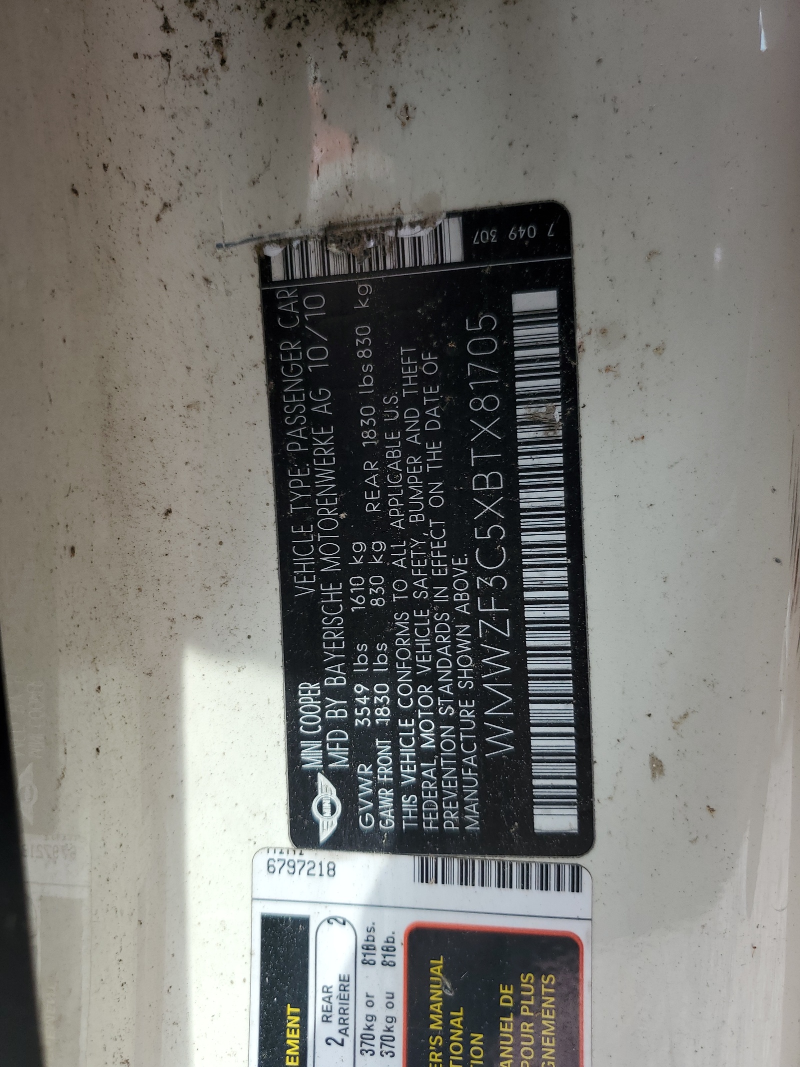 WMWZF3C5XBTX81705 2011 Mini Cooper Clubman