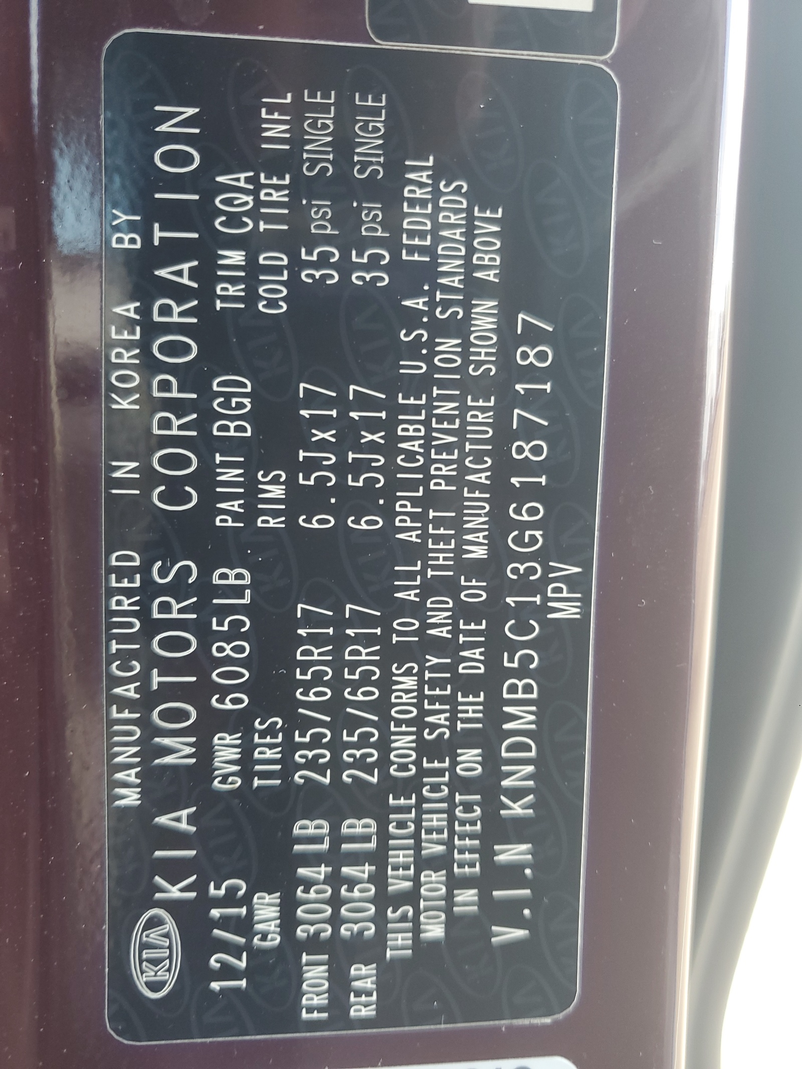 KNDMB5C13G6187187 2016 Kia Sedona Lx