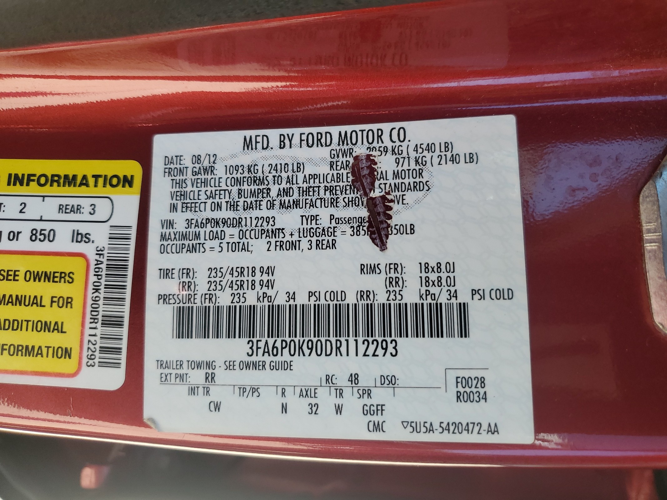 3FA6P0K90DR112293 2013 Ford Fusion Titanium