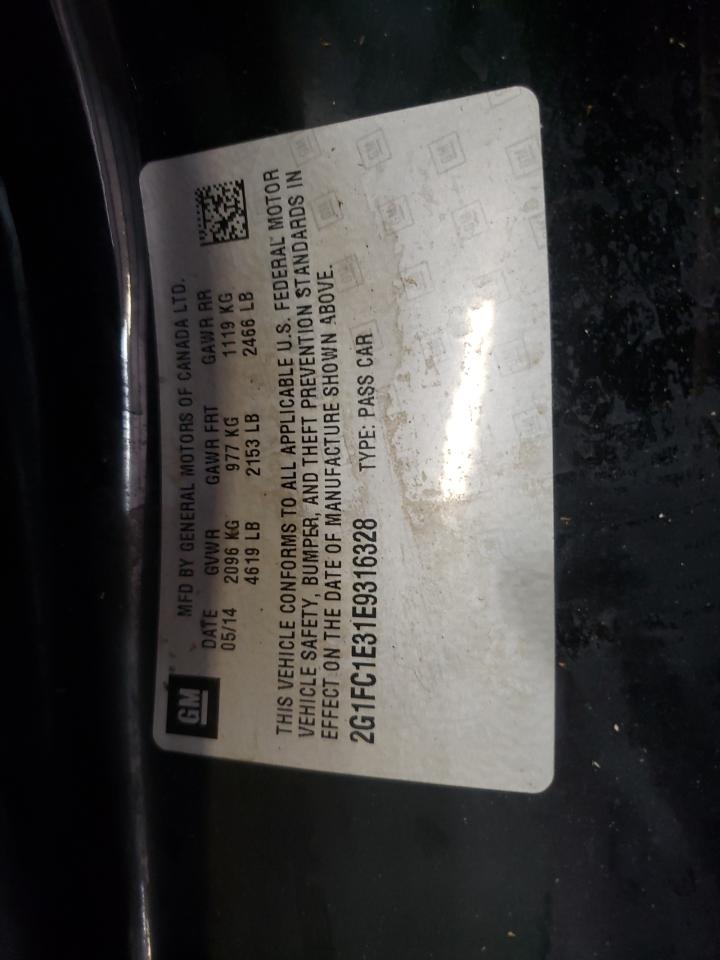 2014 Chevrolet Camaro Lt VIN: 2G1FC1E31E9316328 Lot: 62874324