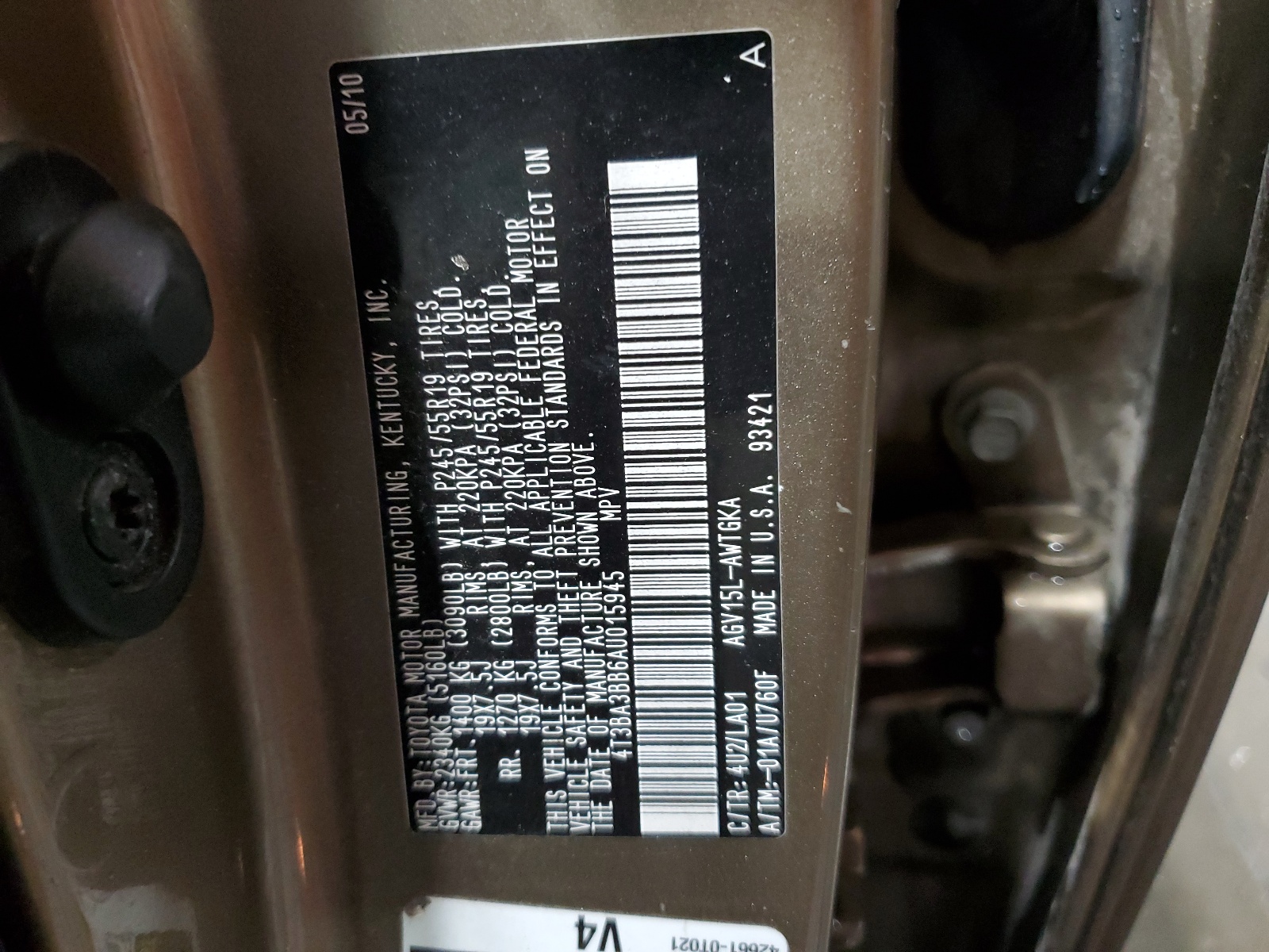 4T3BA3BB6AU015945 2010 Toyota Venza