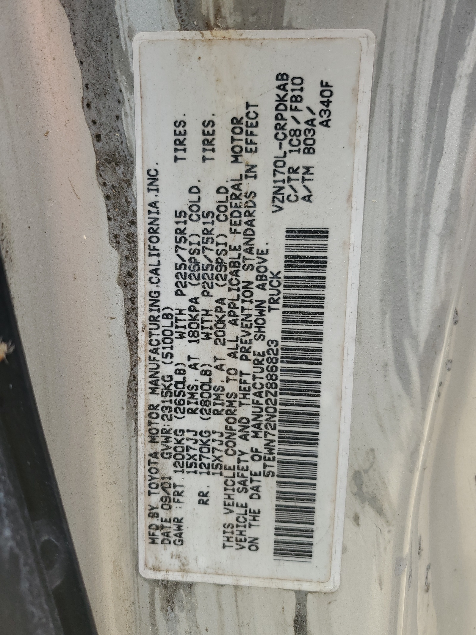 5TEWN72N02Z886823 2002 Toyota Tacoma Xtracab