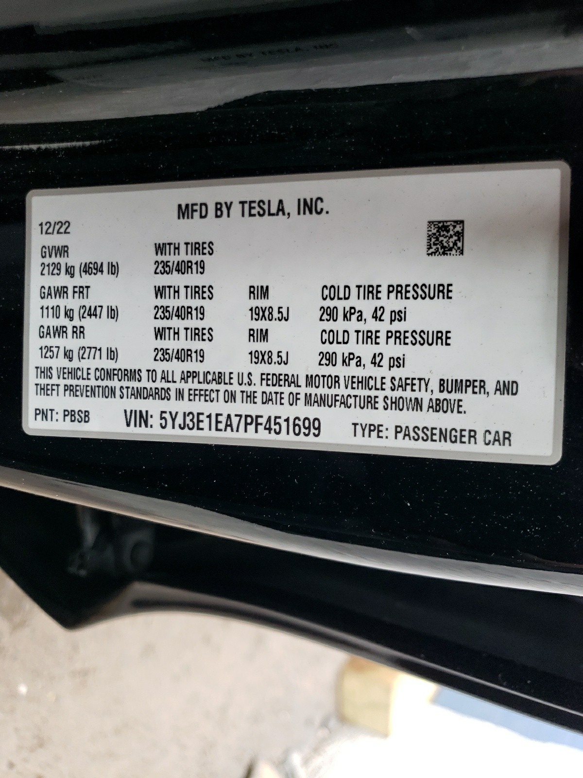 5YJ3E1EA7PF451699 2023 Tesla Model 3