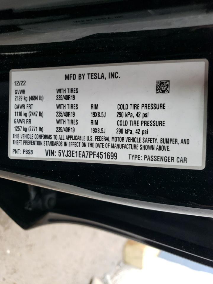 2023 Tesla Model 3 VIN: 5YJ3E1EA7PF451699 Lot: 63903934