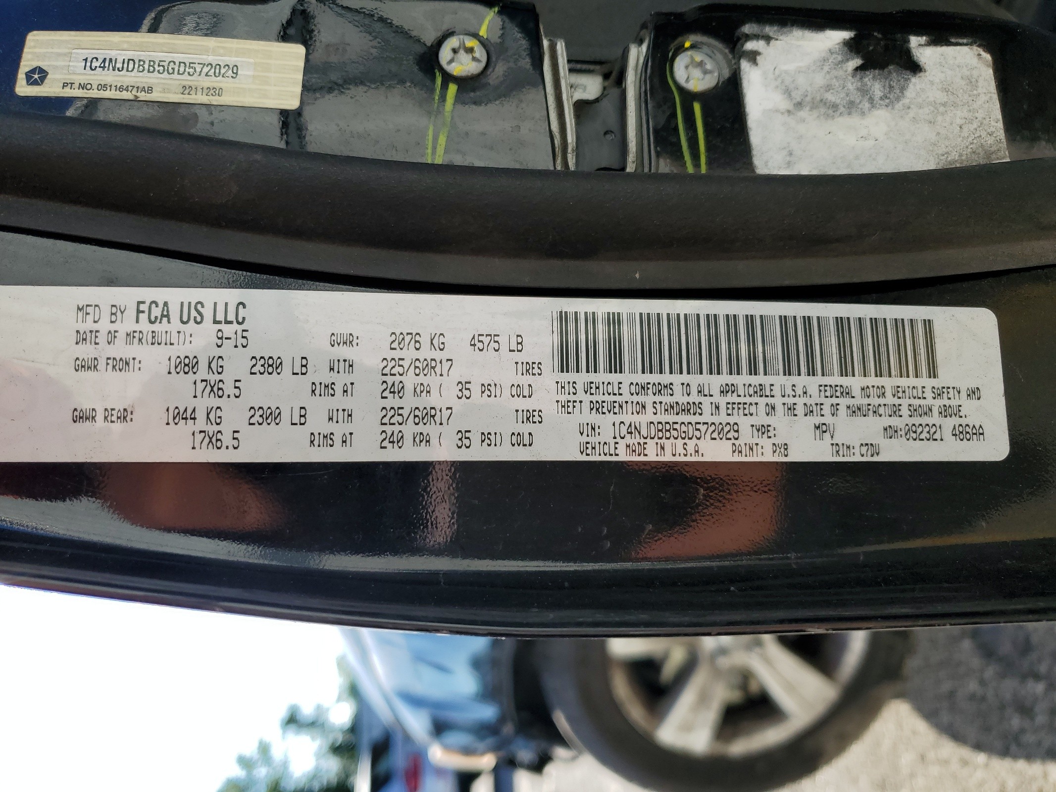 1C4NJDBB5GD572029 2016 Jeep Compass Sport