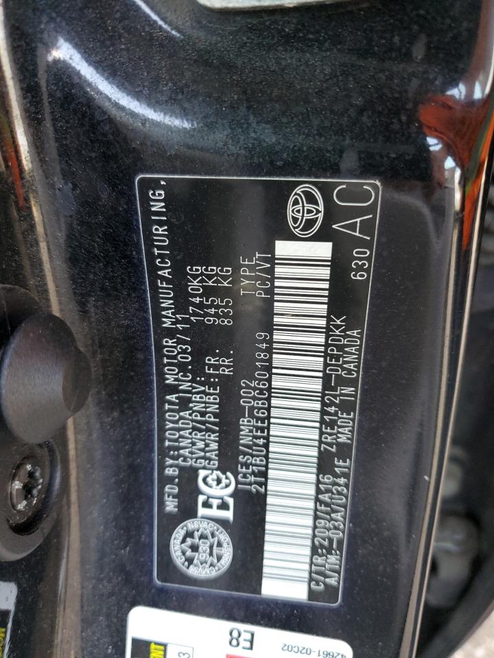 2T1BU4EE6BC601849 2011 Toyota Corolla Base