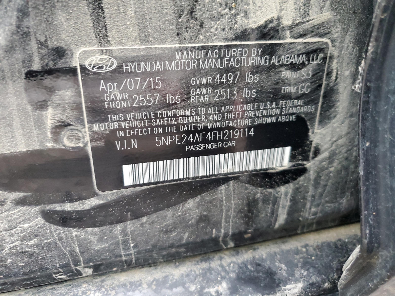 5NPE24AF4FH219114 2015 Hyundai Sonata Se
