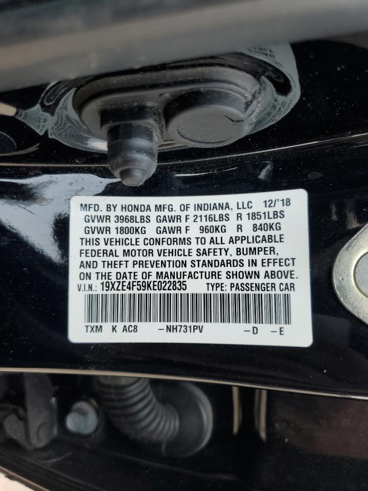 2019 Honda Insight Ex VIN: 19XZE4F59KE022835 Lot: 62749034