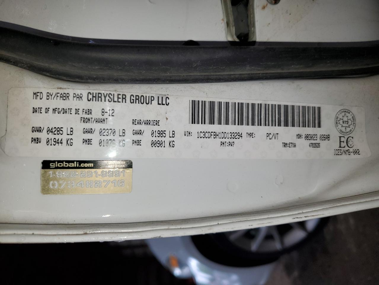 2013 Dodge Dart Sxt VIN: 1C3CDFBH1DD133294 Lot: 64375084