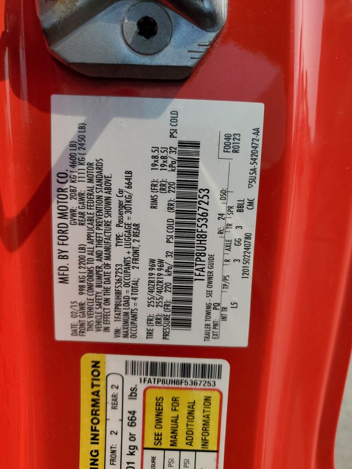 2015 Ford Mustang VIN: 1FATP8UH8F5367253 Lot: 63267304