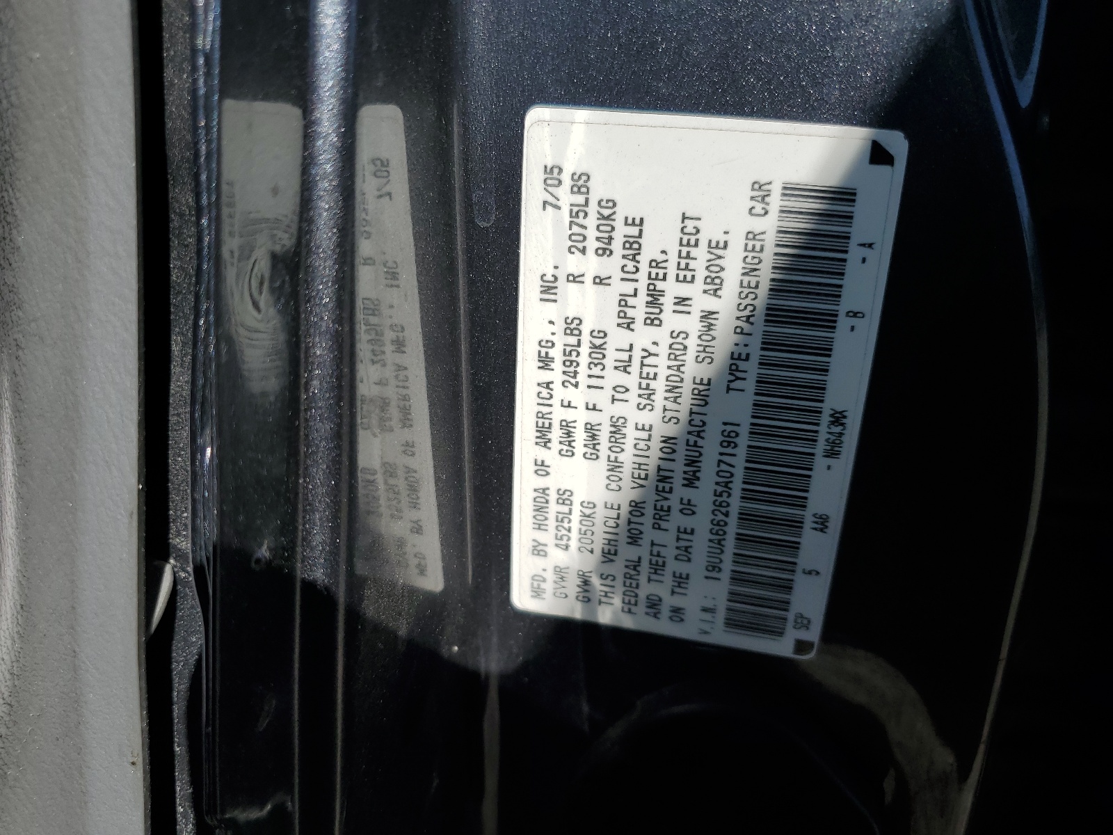 19UUA66265A071961 2005 Acura Tl