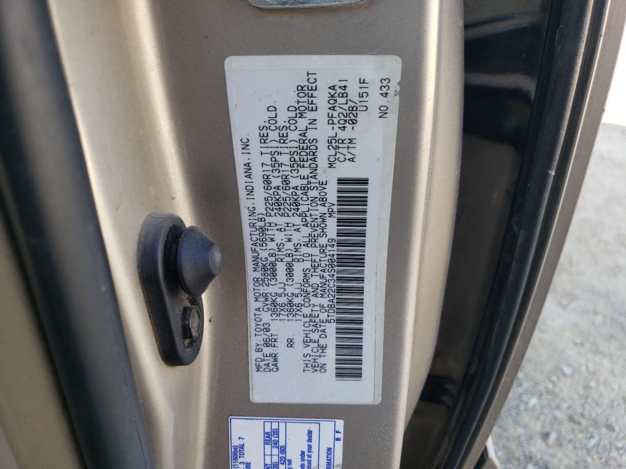 5TDBA22C34S004149 2004 Toyota Sienna Xle