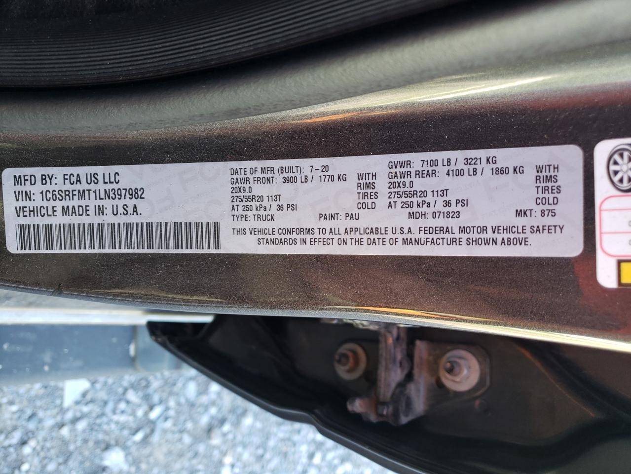 2020 Ram 1500 Big Horn/Lone Star VIN: 1C6SRFMT1LN397982 Lot: 63354024