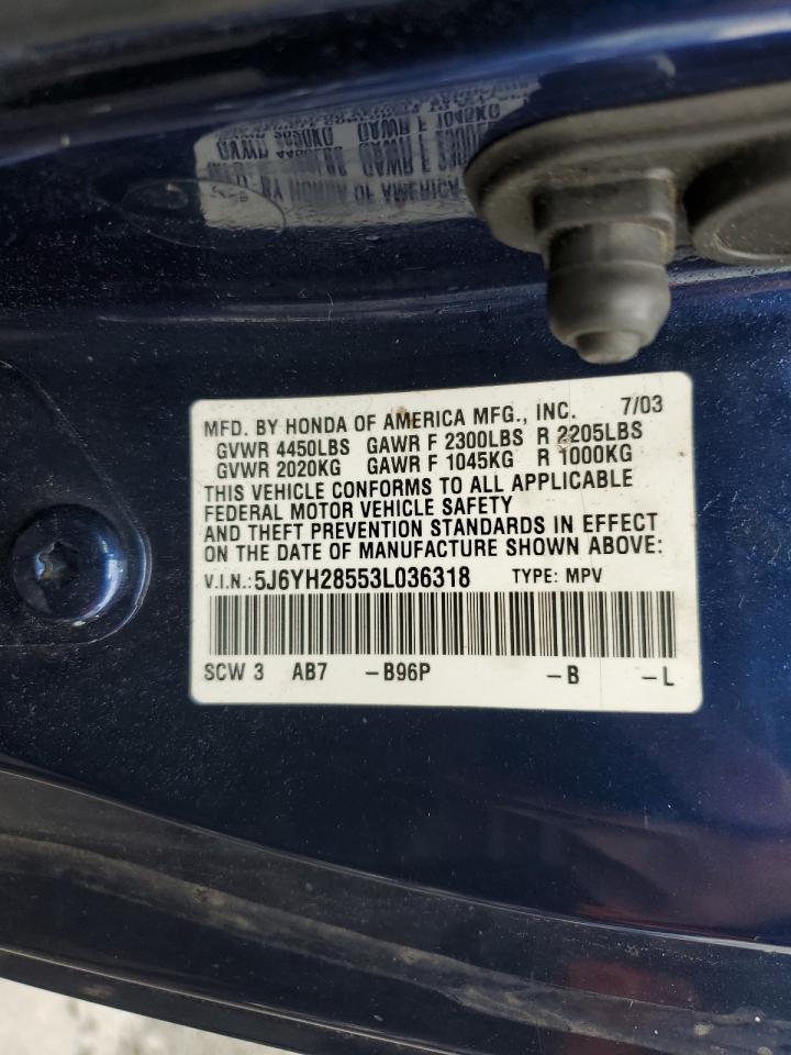 2003 Honda Element Ex VIN: 5J6YH28553L036318 Lot: 64975564